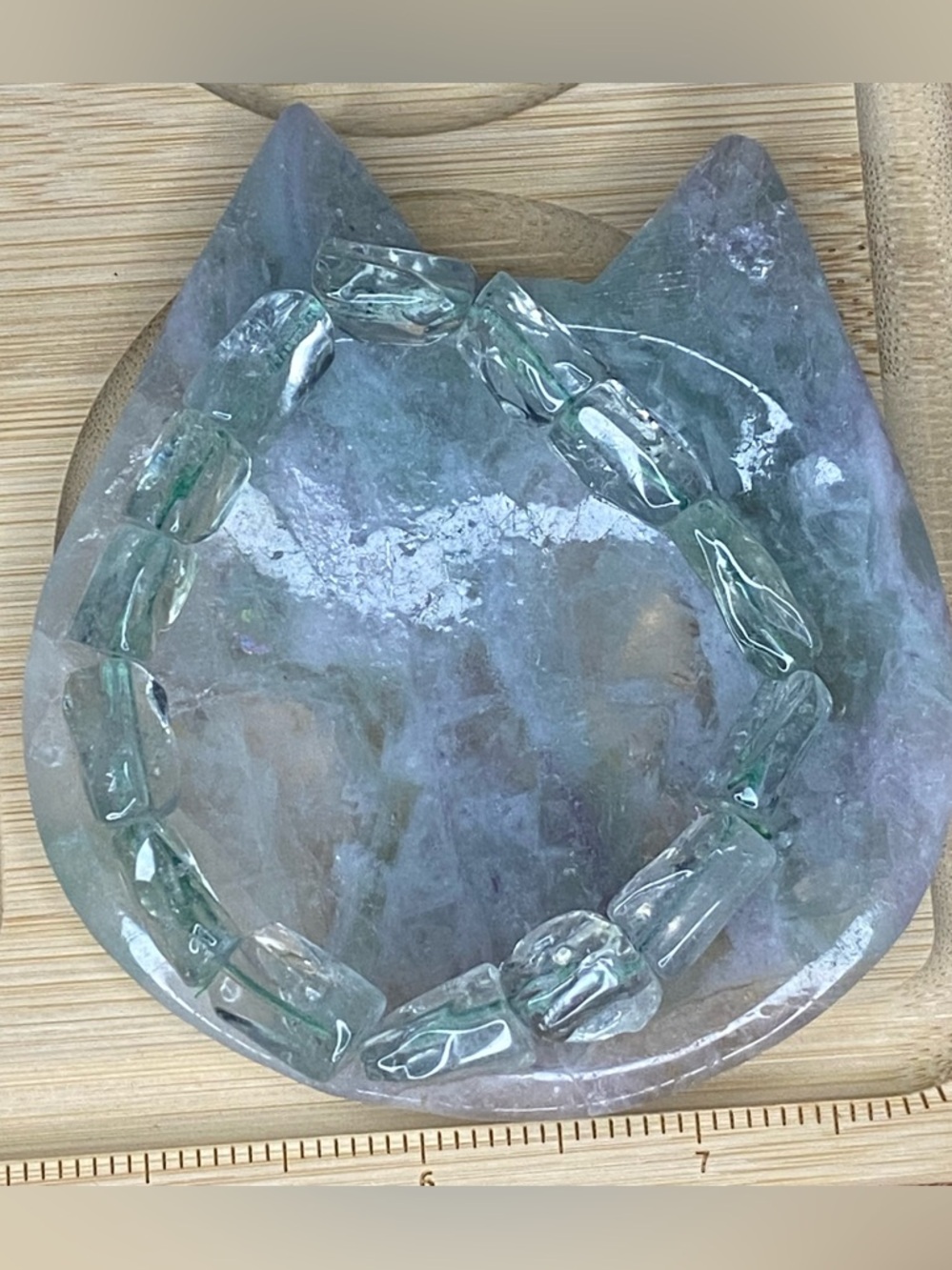 Prasiolite, Green Amethyst freeform faceted bracelet, suitable for smaller wrist